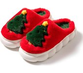 ZAPATILLAS DE NAVIDAD PARA MUJER - Zapatillas de casa para interiores mullidas, acogedoras y cálidas - Bonitas zapatillas con forma de árbol de Navidad para mujer