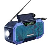 Radio de emergencia multifuncional de 5000mAh AM/FM Radio de manivela con energía Solar linterna LED cargador de banco de energía altavoz de alarma SOS, Altavoz Bluetooth 5,0