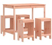 vidaXL Mesa alta y taburetes de jardín 5 piezas madera maciza Douglas