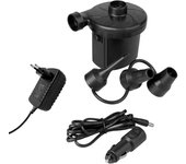 Bomba de Aire Eléctrica, infador Eléctrico, minicompresor, 3 Boquillas, enchufe UE + para Coche, color Negro, para inflar colchones