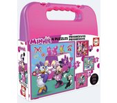 Puzzle Minnie - Maletín de 4 Puzzle Progresivos, Ideal para Regalo Infantil, Diversión y Aprendizaje para niños 3+ años, Fácil de llevar, Educa Puzzles