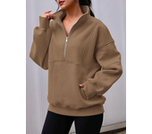 Stand Collar Casual Sweatshirts Half Zip Women Cropped Pullover Thumb Hole Overzised Hoodie Solid Color Plus Size Sports Outfit
