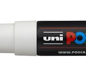 Posca Pc-8k Marcador de Pintura Blanco - Punta Biselada Acrílica 8mm - Tinta Base Al Agua - No Permanente - Resistente a la Luz (6 Uds)