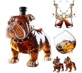 Botella de whisky con forma de bulldog de 300 ml, decantador de vidrio de gran capacidad, decantador de vino tinto, accesorio para whisky en el hogar.