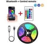 USB LED Strip Light Bluetooth Tape RGB Lights SMD5050 5V Flexible LED Lamp Tape Ribbon Self-adhesive TV Desktop Diode Backlight