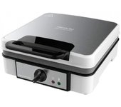 Gofrera de acero inoxidable, cocina 4 gofres a la vez, revestimiento antiadherente Rockstone y temperatura ajustable.