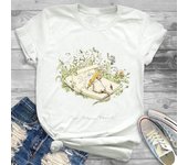 Lovely Style Pet Print T-Shirt Crew Neck Casual Short Sleeve T-Shirt Spring Summer Women's Clothing Fashion Simple Short Sleeve