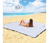 Mantas de picnic, de Playa Manta, 80 ''x 80'', extragrande, Gruesa, 3 Capas, Hardy a la arena, lavable a Máquina, impermeable, plegable, de gran tamaño, para Exterior, para acampar, Parque, Viajes, céped (Rayas azules y Blanca)