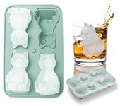 Bandejas De Cubitos De Hielo, Cubiteras Para Hielo Con Tapa, Moldes De Cubitos Hielo Silicona Con Forma De Gato, Moldes Para Cubitos De Hielo Apilables, Cubiteras Para Hielo Para Cócteles, Whisky