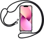 Funda silicona transparente iphone 12 TPU con cuerda  Negro