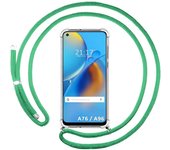 Tumundosmartphone Funda Colgante Transparente con Cordón Verde Agua para Oppo A76 / A96