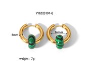 Encanto Pendientes Huggie de acero inoxidable chapado en oro de 18k para mujer, joyería de estilo bohemio, Perla de agua dulce, piedra Natural