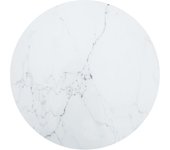 vidaXL Tablero de mesa diseño mármol vidrio templado blanco Ø80x1 cm