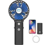 Ventilador de mano de 5200 mAh, 3 velocidades, portátil, 180 ° plegable, con función de Banco de Energía y ventilador personal de escretorio y recargable, 3 en 1, flujo de Aire potente
