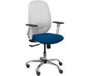 Silla de Oficina Ergonómica Piqueras Y Crespo con Brazos y Refuerzo Lumbar Regulables, Asiento y Respaldo Transpirable, Base Cromada y Ruedas de Parqué