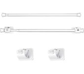 Cortina Extensible Primavera - Rod Tensión Ajustable - 2 Pedazos - Gancho Autoadhesivo - Ventana Armario Blanco