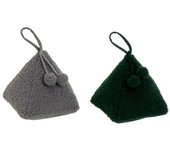 Dcasa Set de 2 topes de puerta pirámides de tela de borreguito y arena negro y gris de 17x17x20 cm