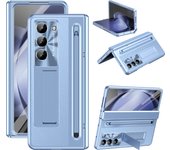 PU Leather Glass Film Pen Slot with Pen Phone Case for Samsung Galaxy Z Fold 6 5 4 3 Fold6 Fold5 Hinge Protection Cover