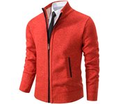 Autumn And Winter New Jersey Men's Casual Sports Coat Solid Color Stand Collar Wweater Grab Fleece Warm Zipper Cardigan