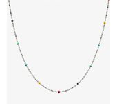 Collar de cuentas de colores para mujer, collar de arcoíris con cristales de circonita cúbica de plata de ley S925, gargantilla de cuentas bohemia, regalo de joyería único para mujeres y hombres, cumpleaños