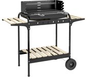Outsunny Barbacoa de Carbón con Ruedas Barbacoa Portátil 103x47x95 cm con Parrilla Ajustable en Altura de 5 Niveles Estantes y 6 Ganchos para Pícnic Camping