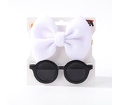 2Pcs/Set Baby Hair Accessories Solid Color Big Bow Head Band for Child Girl Soft Nylon Rope UV Resistant Sunglasses Beach Style
