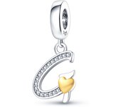 100% 925 Silver Small Pendant With Gold Lucky 26 Letters A-Z Design Charms Beads Fit 3mm Bracelets DIY Fine Jewelry Making