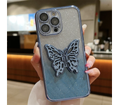 Glitter Gradient for Butterfly Stand Phone Case for iPhone 15 ProMax 14 13 12 11 Pro Max Plus 15pro Slim Plating Lens Film Cover