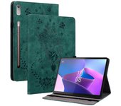 Tablet Cover For Lenovo Tab P12, PU Leather Card Holder Butterfly Rose Imprinted Case