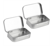 2 PCS Small Storage Box with Lid Rectangular Small Tin Boxes Metal Box with Lid Small Tin Box for Home Storage Silver