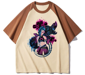 Hot Anime Arcane Jinx T Shirt Men Women Kawaii Cartoon Graphic Tees Hip Hop 90s Harajuku T-shirt Streetwear Male