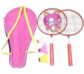 Pink Blue Kids Badminton Rackets with 3 Balls Pen-hold Handle Double Racquets Parent Child Interaction Exercise Equipment