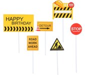 Theme Party Cupcake Topper Mini Construction Cake Topper Road Sign Crane