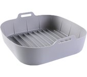 Original® 2 In 1 Premium Air Fryer Accessories - Silicone SQUARE [21CM] Pan Mold - Silicone Basket - Silicone Oil-Free Fryer Tray，Grey
