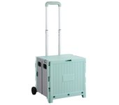 Plastic Folding Shopping Trolley Space Saving Adjustable Handle Collapsible Shopping Box with Wheels Large Capacity