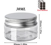 50pcs/Lot 30/50/60/80/100/120/150ML Storage Jars Empty Plastic Jar With Aluminum Lid Cosmetic Containers Face Cream Sample Pot