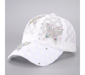 Gorras de béisbol de flores de encaje de verano para mujer, gorra Snapback de malla transpirable con diamantes de imitación de mariposa, gorra de Hip Hop, sombrero de sol a la moda, Gorras