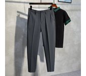 Pantalones negocios para hombres, hielo otoño, delgado, elástico y casual, pantalones traje de nueve puntos, versión