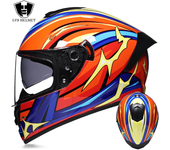 Casco de cara completa para Motocicleta Casco clásico de carreras con doble lente