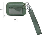 Women's Keychain The Iris Waterproof Nylon Wallet Pouch Wristlet Zip Card Case with Clear ID Window