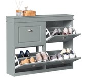 Entrada Recibidor con 4 Puertas, Armario Estrecho Mueble Dormitorio Pasillo Salón, Organizador para Zapatos Blanco 105 x 24 x 83 cm FSR79-W ES