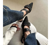 New Women Chunky Sandals Summer Shoes Fashion Mid Heels Pointed Toe  Casual Shoes Mujer Slippers