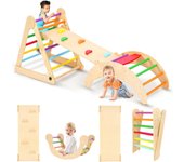 Plegable 3 Piezas Montessori Climbing Frame con Rampa y Arco Balancín, Robusto y Divertido Parque Infantil y Gimnasio para Niños Pequeños 1-6 años
