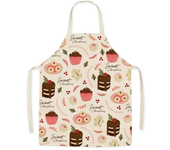 Cartoon Food Print Apron Fruit Pattern Parent-child Sleeveless Apron Linen Stain Resistant Apron Kitchen Cooking Accessories