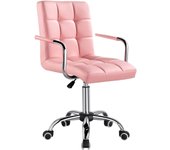 Silla de Oficina con Ruedas Giratorias Silla de Ordenador Ajustable en Altura con Asiento Acolchado Giratorio Silla de Escritorio de Polipiel Carga 120Kg con Respaldo Marrón Claroa