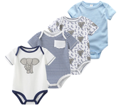 4Pieces New Born Bodysuit Print Cotton Baby Boy Clothes Short Sleeve Romper Baby Girl Clothes Cartoon 0-12M Bebes