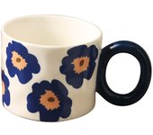 Taza de cerámica de flores de gran capacidad de 420 ml, taza de avena de leche de desayuno coreano, taza de café para el hogar