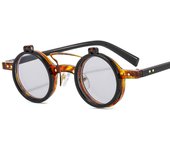Nuevo marco redondo punk doble flip gafas de sol hombres y mujeres locomotora tendencia personalidad
