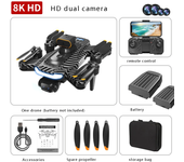 drone para fotografía aérea a14 hd, plegable, evasión de obstáculos, motores brushless, rc, avión, gps, quadcopter
