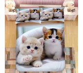 Quilt Cove Super Cute Kitten Kids Bedding Set Kawaii Girl King Queen Size Cute Cat Animal 3pcs Polyester Duvet Cover (No Sheet)